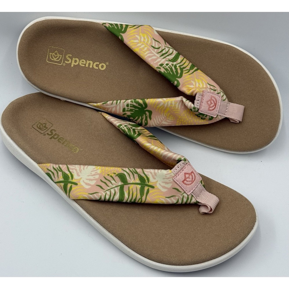 Spenco Victoria‎ Memory Foam Supportive Sandal Flip Flop Tropical SZ 9.5D WIDE